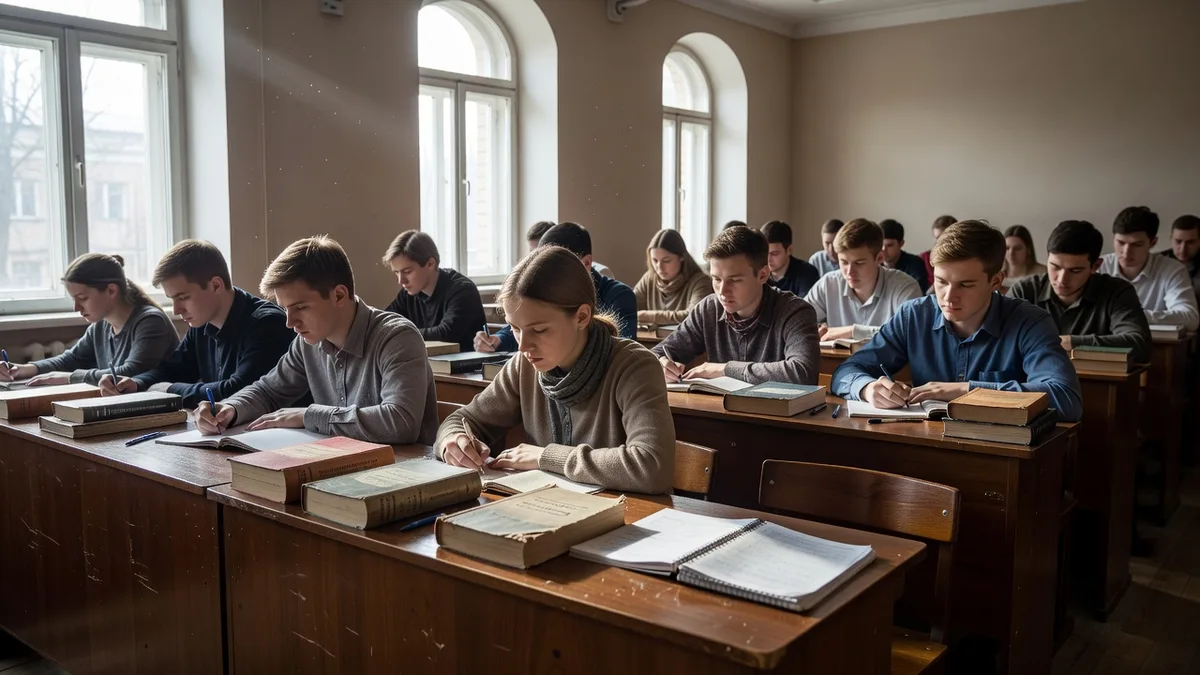 Студенты Башкирского экономико-юридического колледжа на занятии по праву в Уфе