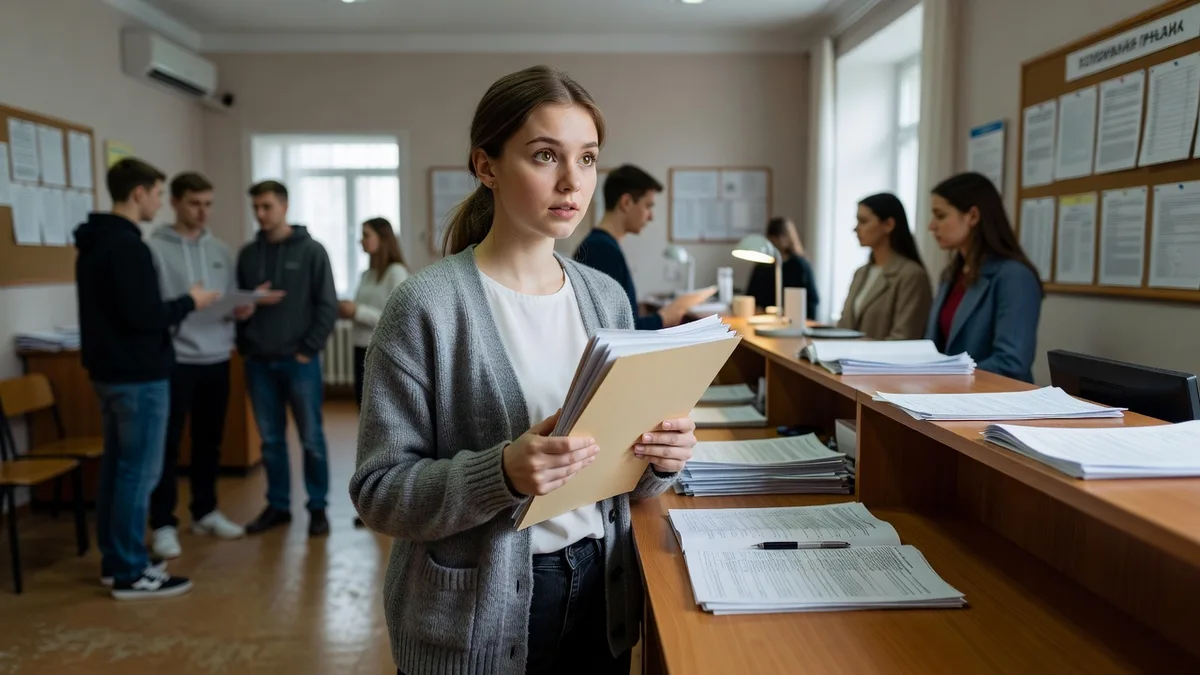 Абитуриент подаёт документы в педагогический колледж