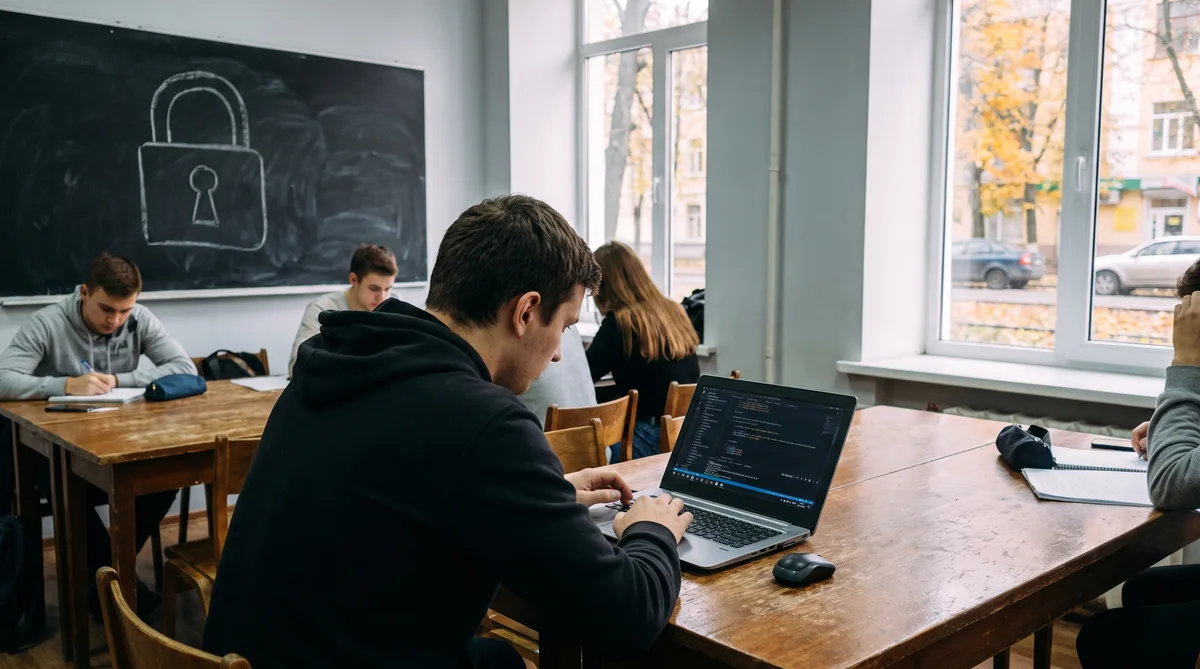 Специалист по кибербезопасности за работой — обучение в колледже